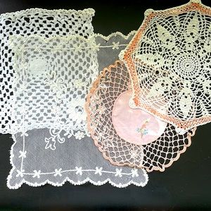 Beautiful Vintage lace tabletop doilies. Bundle. Consider framing. Washed/ironed